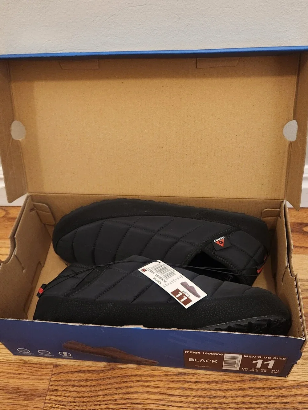 Gerry Weber Men's Black Quilted Slip-On Slippers New In Box, Size: 11